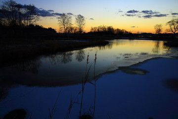 伊豆沼の夜明け