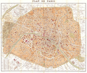 1892, Hachette Plan or Pocket Map of Paris, France