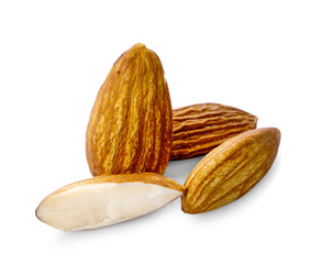 Almonds isolated on white background
