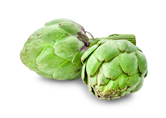 fresh globe artichoke isolated on white background