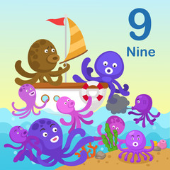 Illustrator of number nine vector