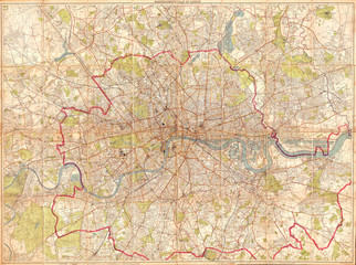 1899, Bartholomew Fire Brigade, Map of London, England