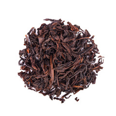 Black Ceylon tea with soursop, isolated on white background. Top view.