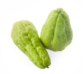 Chayote on white background