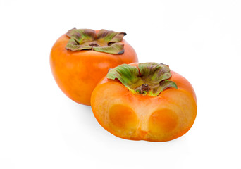 Ripe Persimmon fruit isolated on white background