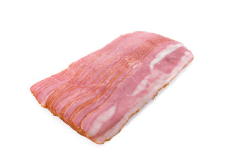 Fresh sliced bacon on white background