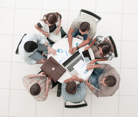 top view.the business team holds a round table