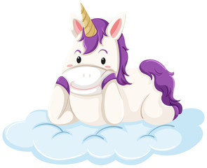A unicorn lay down on cloud