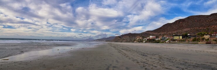 La Mision Valley landscapes and Beach in Mexico on the West Coast a small canyon near the Pacific Ocean that houses the Door of Faith and Buena Vida Orphanage, South of Tijuana, Mexico. 