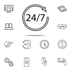 24 7 service icon. Mobile banking icons universal set for web and mobile