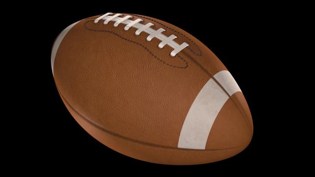 Slow Motion American Football Rotating Over Black Background - 3D Animation