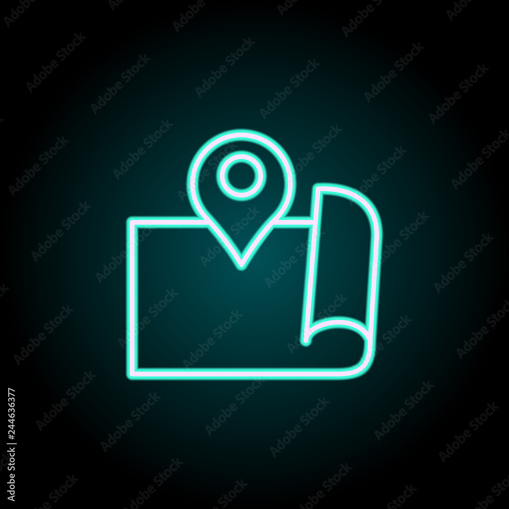 Aufkleber expanded map with pin icon. elements of navigation in neon style icons. simple icon for websites, we