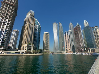 Fototapeta na wymiar Skyscrapers, Residential Buildings seen in Dubai Marina Skyline