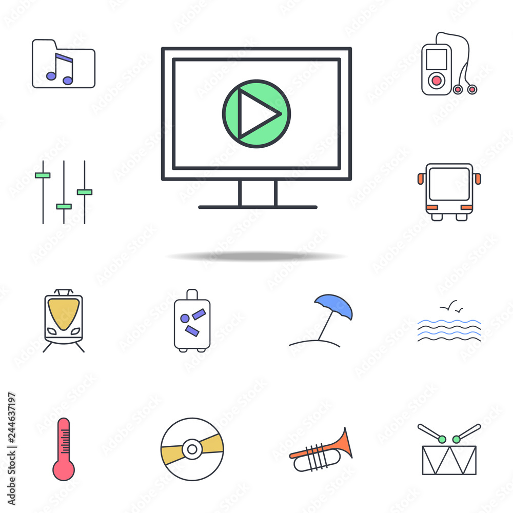 Poster media player on the monitor icon. web icons universal set for web and mobile