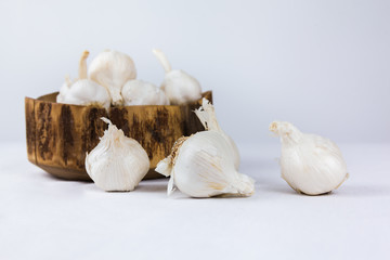 fresh garlic on white background