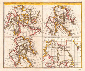 Fototapeta premium 1772, Vaugondy, Diderot Map of the Hudson Bay and the Arctic