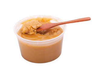 The palm sugar or Jaggery on white background