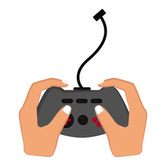 Isolated videogame joystick in a hand. Vector illustration design
