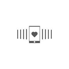 Phone call, vibration, heart icon. Simple glyph, flat vector of valentines day, love icons for UI and UX, website or mobile application