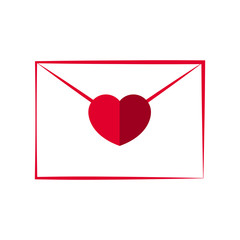 Closed envelope with a heart. Love icon. Vector illustration design