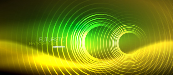 Neon glowing techno lines, hi-tech futuristic abstract background template with square shapes