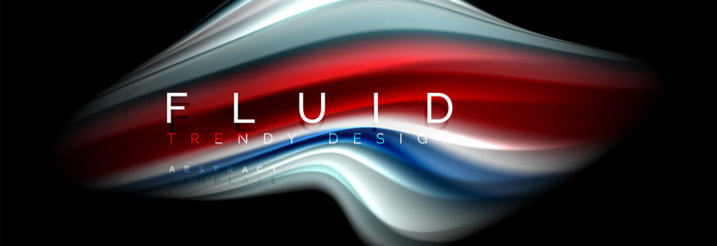 Abstract wave line water 3d background. Wave liquid shape. Splash ink paint mixing on black