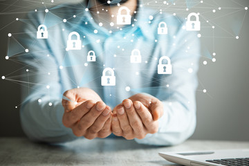 man hand lock in screen