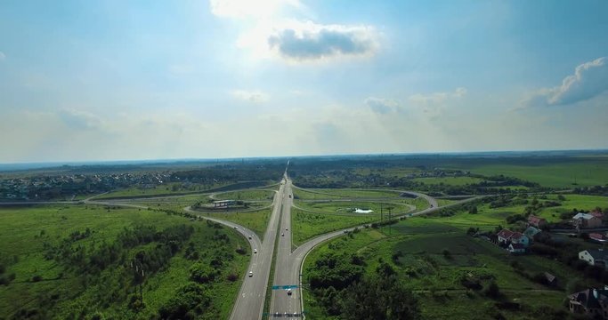 Ring road decoupling, Ukraine, Rivne, Aerial drone view