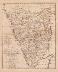 Fototapeta na wymiar 1804, German Edition of the Rennel Map of India