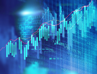 technical financial graph on technology abstract background