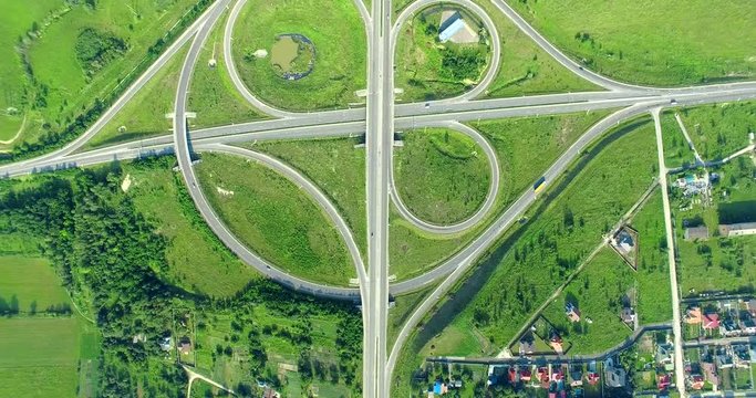 Ring road decoupling, Ukraine, Rivne, Aerial drone view