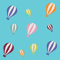 flaying with ballon in the blue sky cartoon vector illustrator