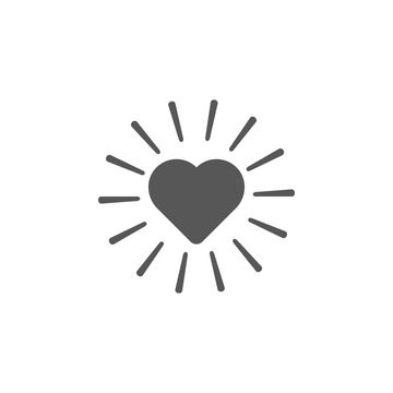 Shining heart rays icon. Simple glyph, flat vector of valentines day, love icons for UI and UX, website or mobile application