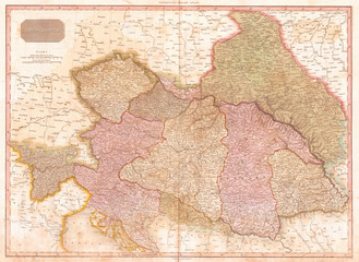 1818, Pinkerton Map of the Austrian Empire, John Pinkerton, 1758 – 1826, Scottish antiquarian, cartographer, UK