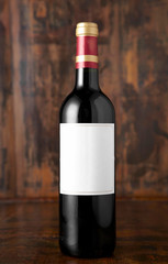 Closeup of red wine bottle