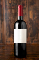 Closeup of red wine bottle
