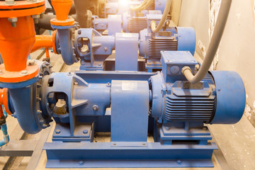 industrial water pump and water pipes.