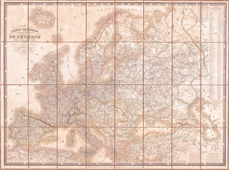 1844, Logerot Postal Pocket Map of Europe
