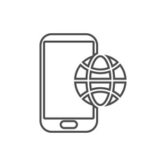 mobile telophone with globe icon. Element of cyber security for mobile concept and web apps icon. Thin line icon for website design and development, app development