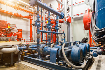 Fototapeta na wymiar industrial water pump and water pipes.