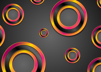 Purple orange glossy rings on dark background