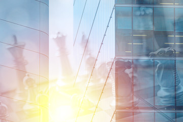 Business competition in the corporate world for big companies competiting against each other.