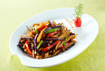 Delicious Chinese cuisine, fried vegetarian dishes