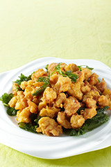 Delicious Chinese cuisine, Fried fragrant leaves meat