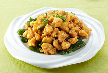 Delicious Chinese cuisine, Fried fragrant leaves meat