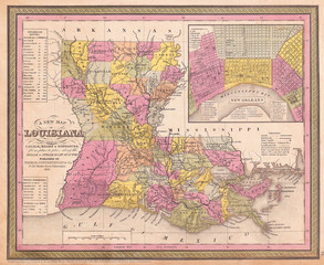 1853, Mitchell Map of Louisiana