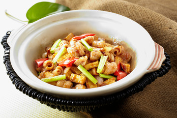 Delicious Chinese cuisine, casserole fish sausage