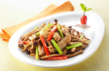 Delicious Chinese cuisine, Fried Mushroom Meat