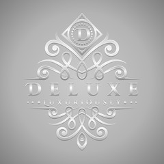Letter D Logo - Classic & Luxurious Silver Embossed Style Logo