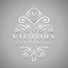Letter V Logo - Classic & Luxurious Silver Embossed Style Logo